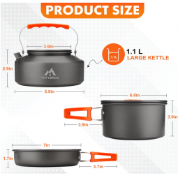 17pcs Camping Cookware Kit, 0.45Gal Pot