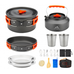 17pcs Camping Cookware Kit, 0.45Gal Pot