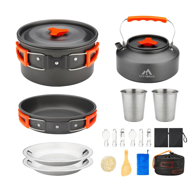 17pcs Camping Cookware Kit, 0.45Gal Pot 17pcs Camping Cookware Kit, 0.45Gal Pot