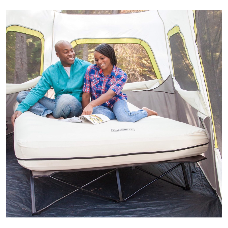 Folding Air Mattress with Steel Frame & Side Table, Battery Pump Included Folding Air Mattress with Steel Frame & Side Table, Battery Pump Included