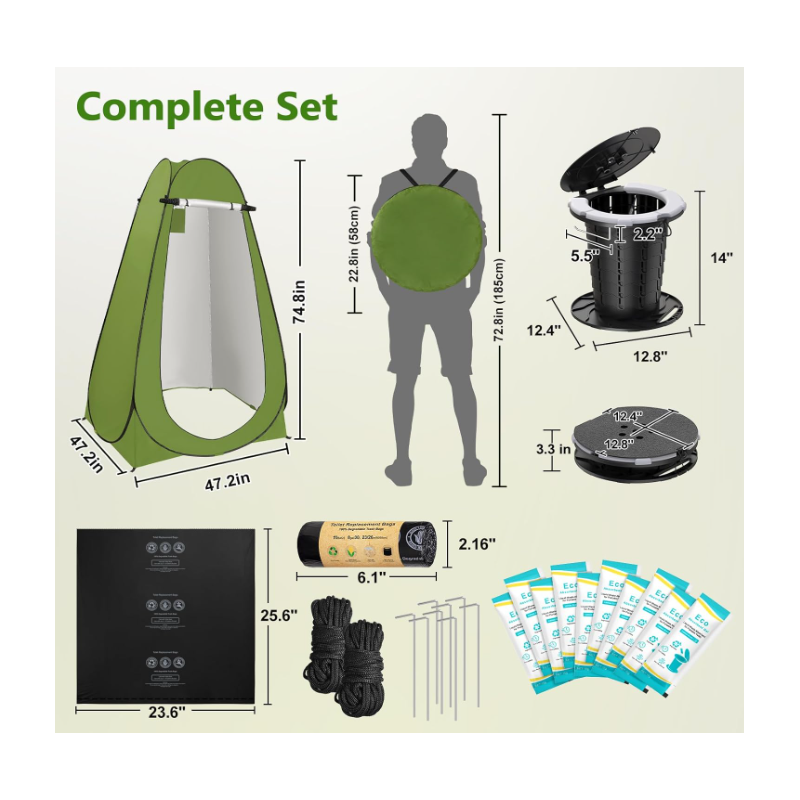 Camp Toilet with Pop-Up Privacy Tent