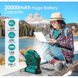 Portable Fan Rechargeable, 20000mAh Cordless Battery Powered Fan with LED Lantern