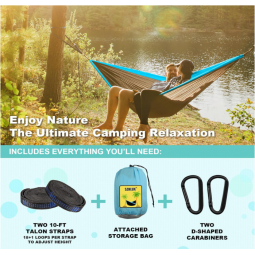 Camping Hammock Double & Single Portable Hammocks with 2 Tree Straps and Attached Carry Bag