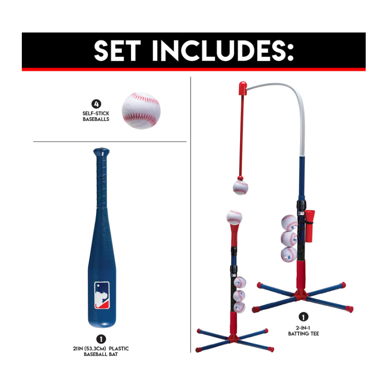 Youth Baseball, Softball + Teeball Hitting Tee Set for Boys + Girls