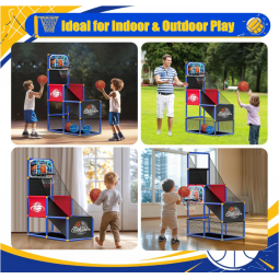 Kids Arcade Basketball Hoop with 4 Balls, Indoor Outdoor Single Shot Basketball Game for Toddler