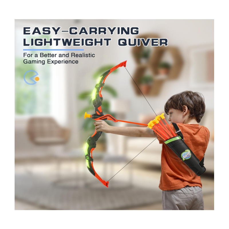 Bow and Arrow Set for Kids, 2-Pack LED Light Up Archery Set with 20 Suction Cup Arrows