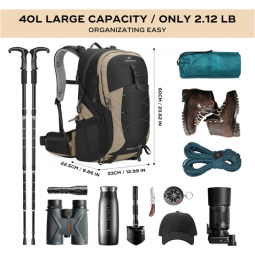 Hiking Backpack,Camping Backpack,40L Waterproof Hiking Daypack with Rain Cover