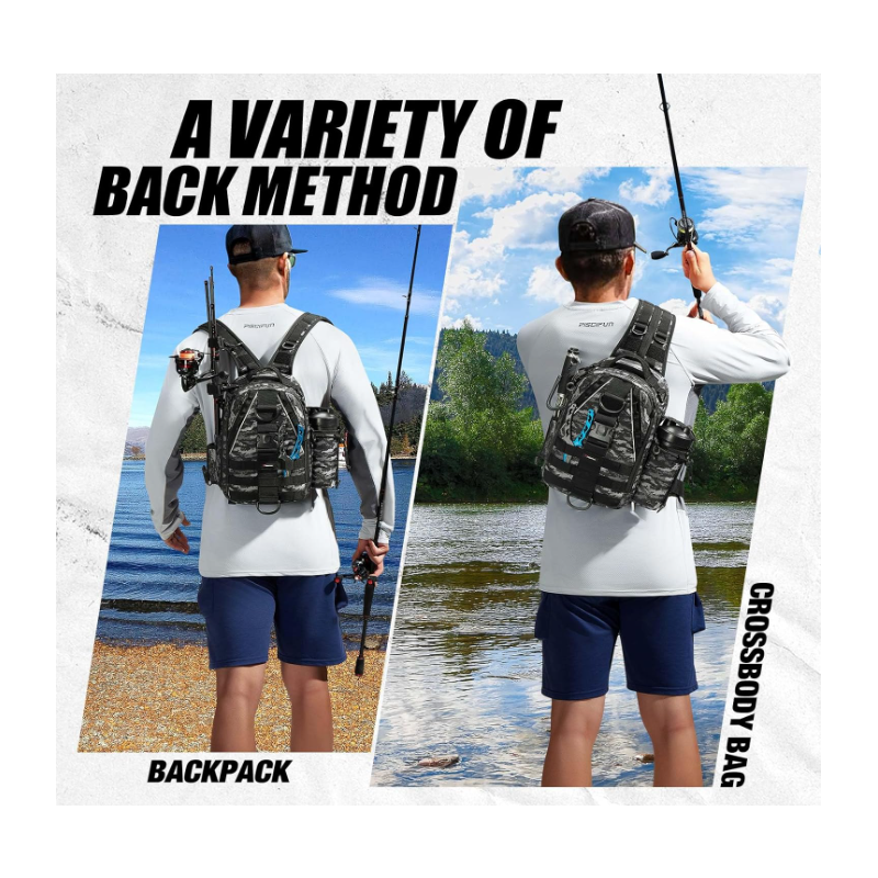 Fishing Tackle Backpack with Rod & Gear Holder