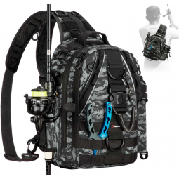 Fishing Tackle Backpack with Rod & Gear Holder