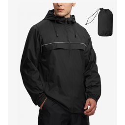 Mens Waterproof Windbreaker Rain Jacket Lightweight Packable Raincoat with Hood for Golf Hiking Travel