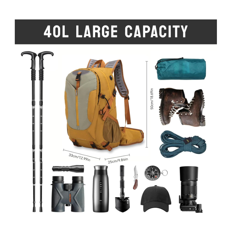 Hiking Backpack 40L, Waterproof Hiking Backpack with Rain Cover