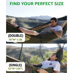 Camping Hammock, Portable Single & Double Hammock with Net