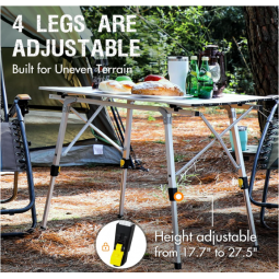 Outdoor Folding Portable Picnic Camping Table with Adjustable Height