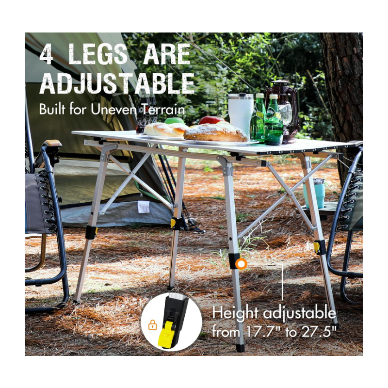 Outdoor Folding Portable Picnic Camping Table with Adjustable Height