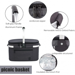 Insulated Cooler Bag Collapsible Portable Picnic Basket Cooler