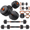 20/30/40/45/70/90lbs Free Weight Set with Connector, 5 in1 Dumbbells Set Used as Barbell, Kettlebells