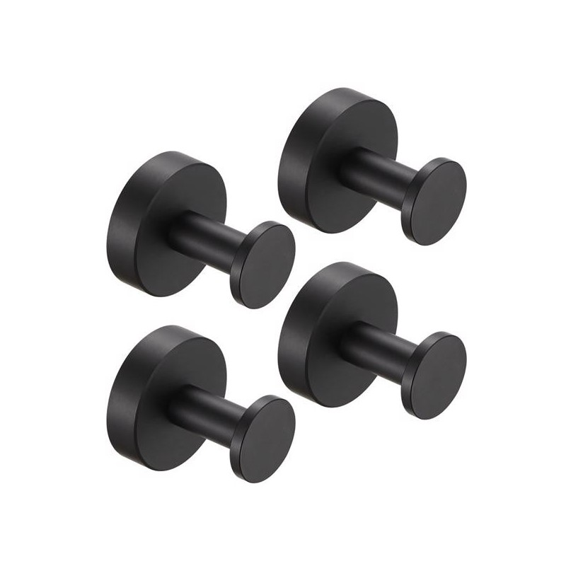 Round Base Wall Hanging Coat Hook with Screws- Matte Black Towel Hook, 4 Pack, for Entry Shoe Cabinet, Wardrobe Bathroom Bedroom