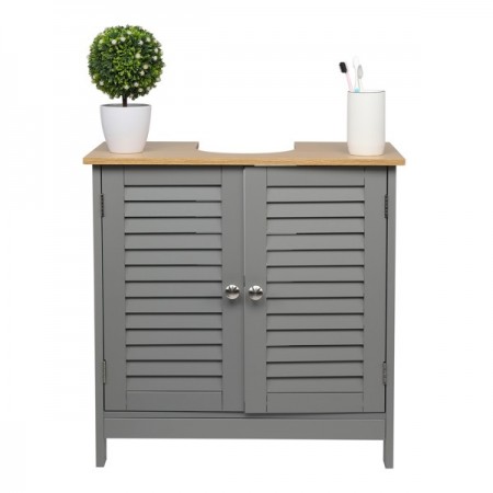 FCH Modern Double Shutter Door MDF Spray Paint Bathroom Sink Cabinet Gray