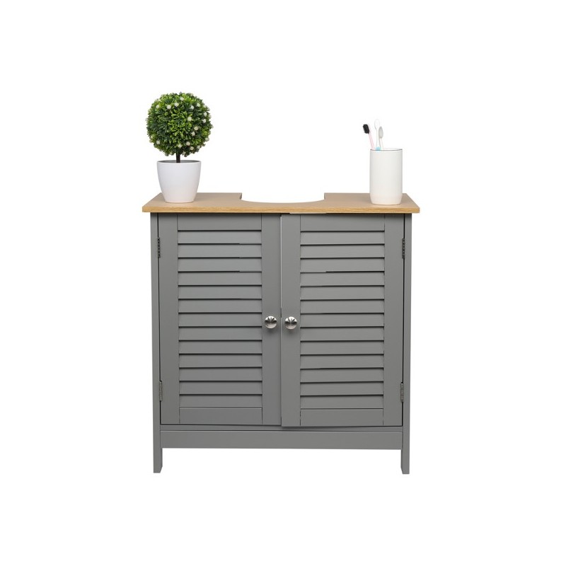 FCH Modern Double Shutter Door MDF Spray Paint Bathroom Sink Cabinet Gray